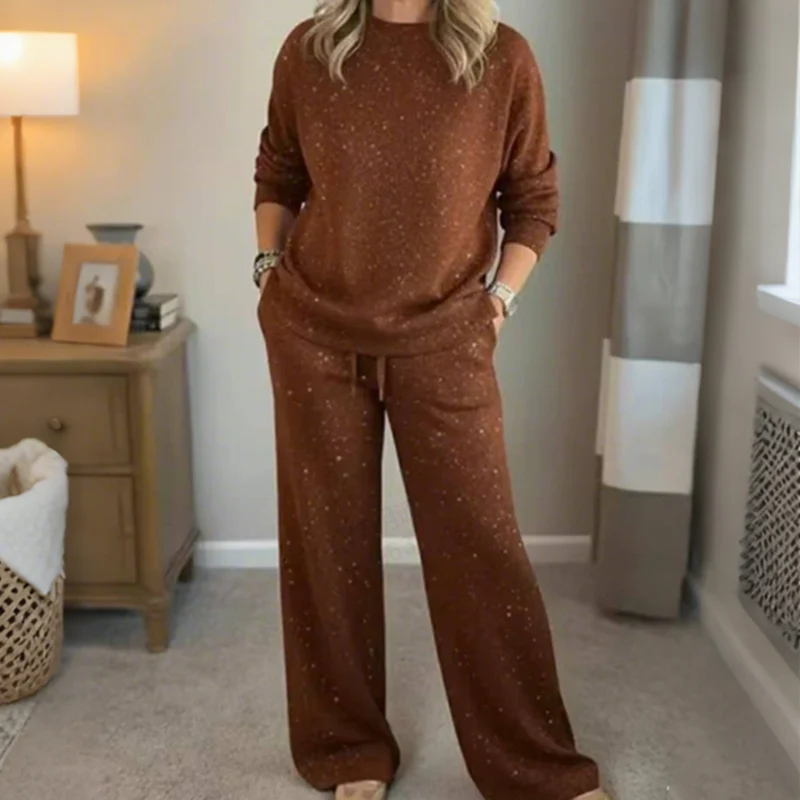 📢📢60 % de réduction !!!🎅Ensemble 2 pièces pour femme comprenant un pull à paillettes et un pantalon - Image 7