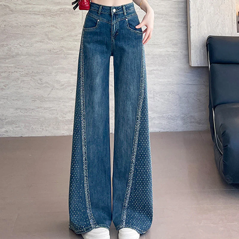 🎉60% DE RÉDUCTION ! ✨ Jean Large à Jambes Larges pour Femme avec Strass – Élégance, Confort & Silhouette Allongée ! 👖🔥 - Image 10