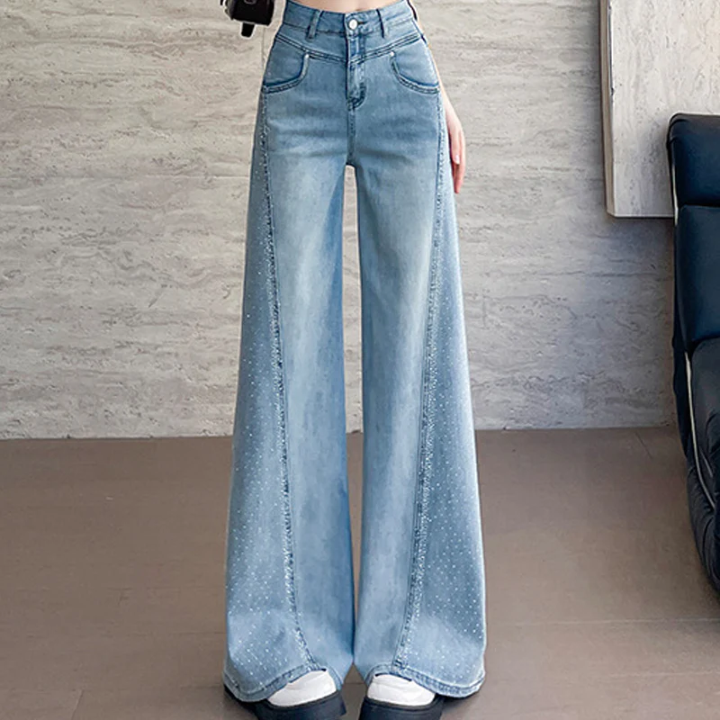 🎉60% DE RÉDUCTION ! ✨ Jean Large à Jambes Larges pour Femme avec Strass – Élégance, Confort & Silhouette Allongée ! 👖🔥 - Image 11