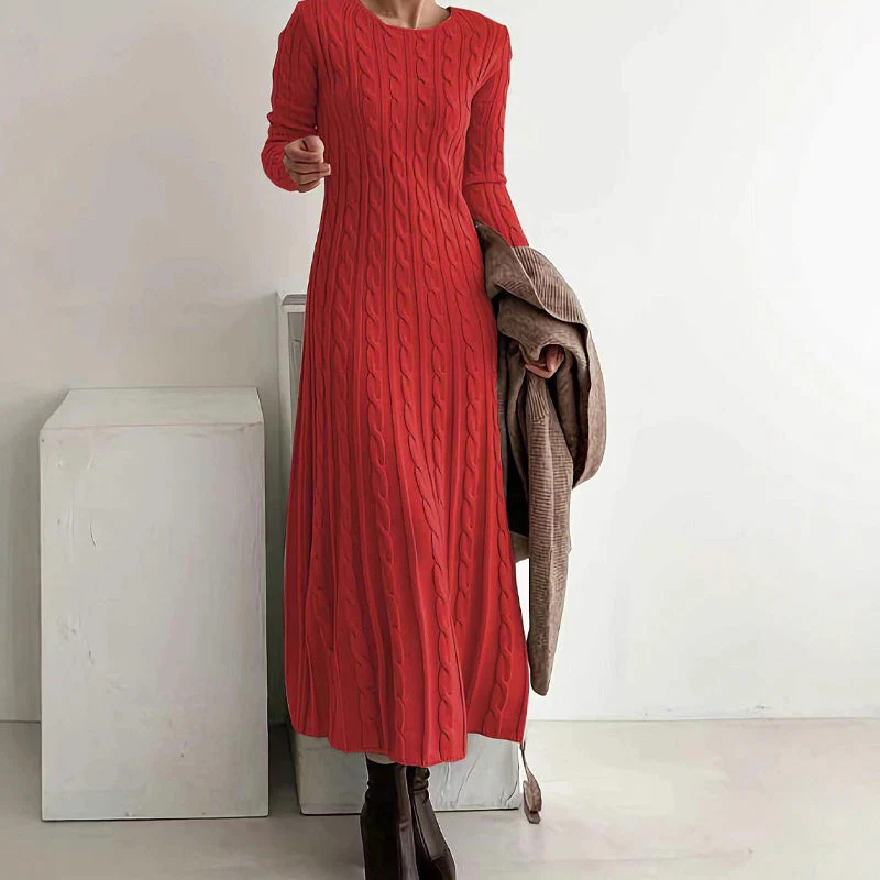 📢📢60 % de réduction ! ✨ Pièce Parfaite pour l‘Hiver : Robe Pull Midi - Confort Cable-Knit pour Tous les Jours - Image 11