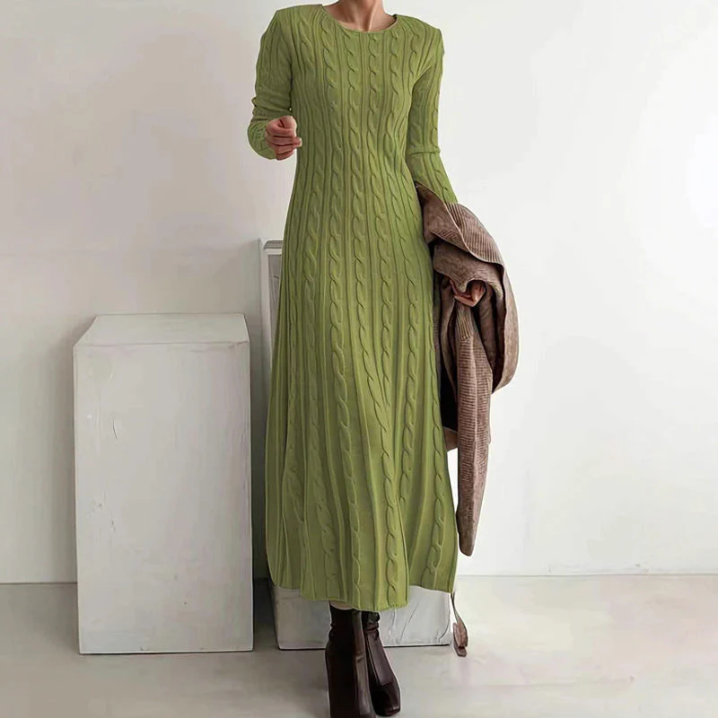 📢📢60 % de réduction ! ✨ Pièce Parfaite pour l‘Hiver : Robe Pull Midi - Confort Cable-Knit pour Tous les Jours - Image 12