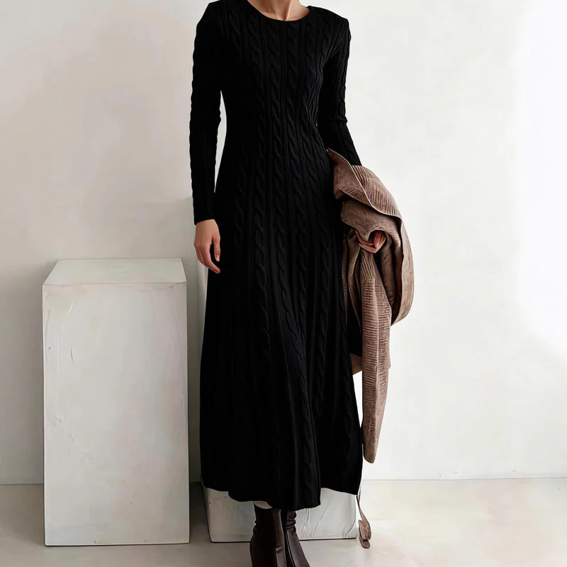 📢📢60 % de réduction ! ✨ Pièce Parfaite pour l‘Hiver : Robe Pull Midi - Confort Cable-Knit pour Tous les Jours - Image 13