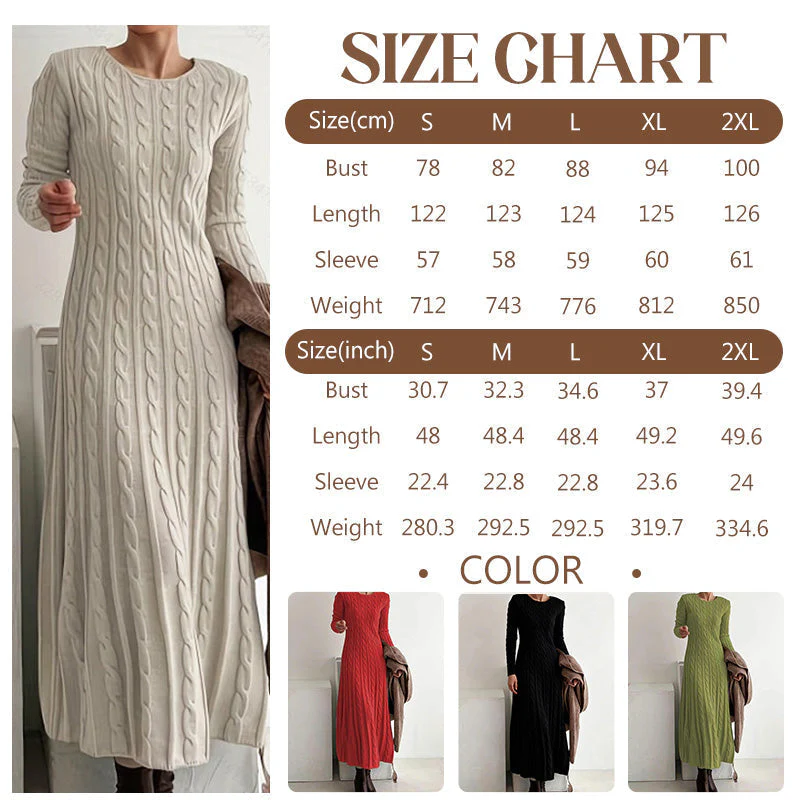 📢📢60 % de réduction ! ✨ Pièce Parfaite pour l‘Hiver : Robe Pull Midi - Confort Cable-Knit pour Tous les Jours - Image 8