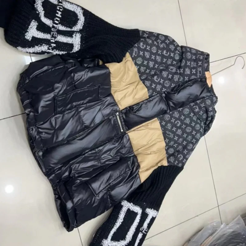 🔥Pré-réchauffement hivernal - Remises énormes🔥Blouson bouffant à capuche à manches en tricot patchwork pour femme - Image 10