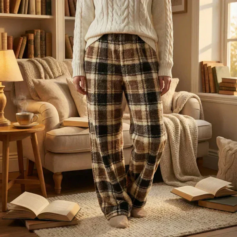 ⏳ 50% DE RÉDUCTION MAINTENANT ! 👖 Pantalon Droit Épais à Carreaux Rétro pour Femme – Coupe Classique, Tissu Doux & Confort Optimal pour Automne-Hiver 🍂 - Image 5