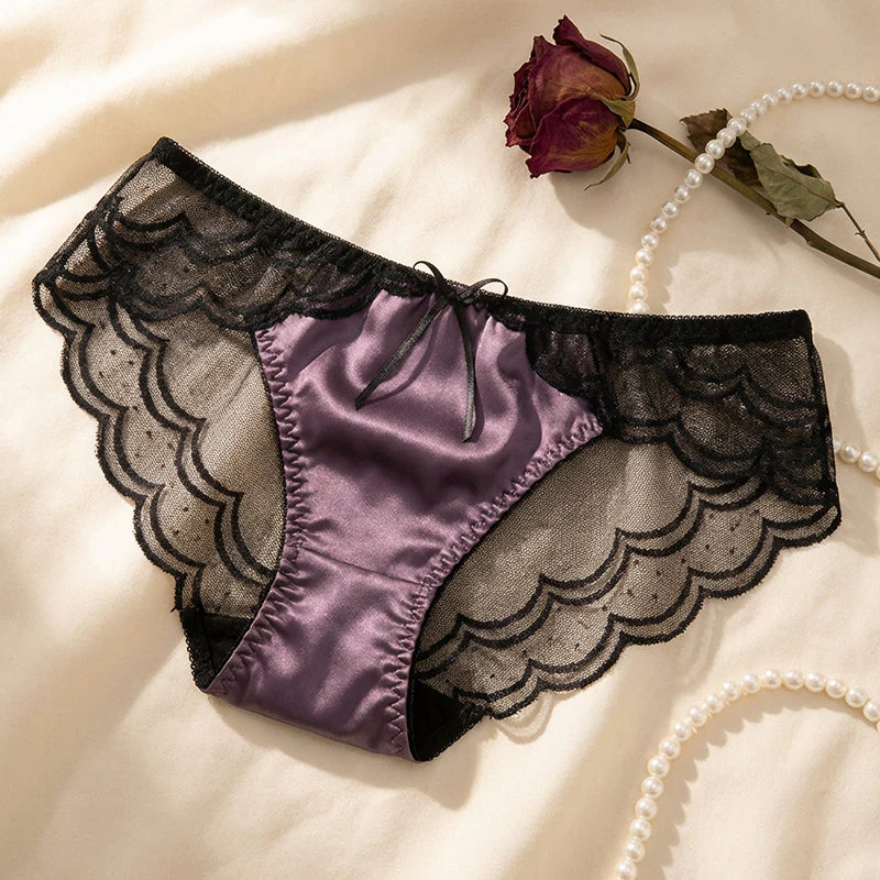 💜Dernier jour : achetez-en 1, obtenez-en 1 gratuit💜Culotte sexy en satin et dentelle pour femme - Image 9