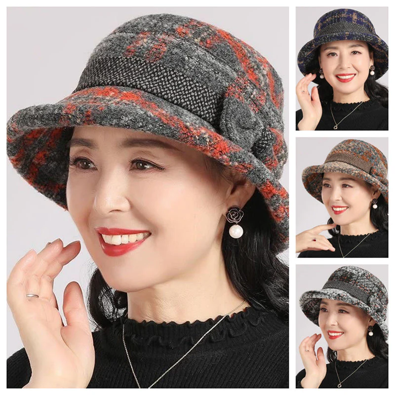 đąđą60 % de rĂ©duction !! â°Chapeau cloche vintage Ă carreaux en fausse laine pour femme