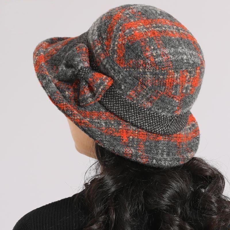 đąđą60 % de rĂ©duction !! â°Chapeau cloche vintage Ă carreaux en fausse laine pour femme - Image 3