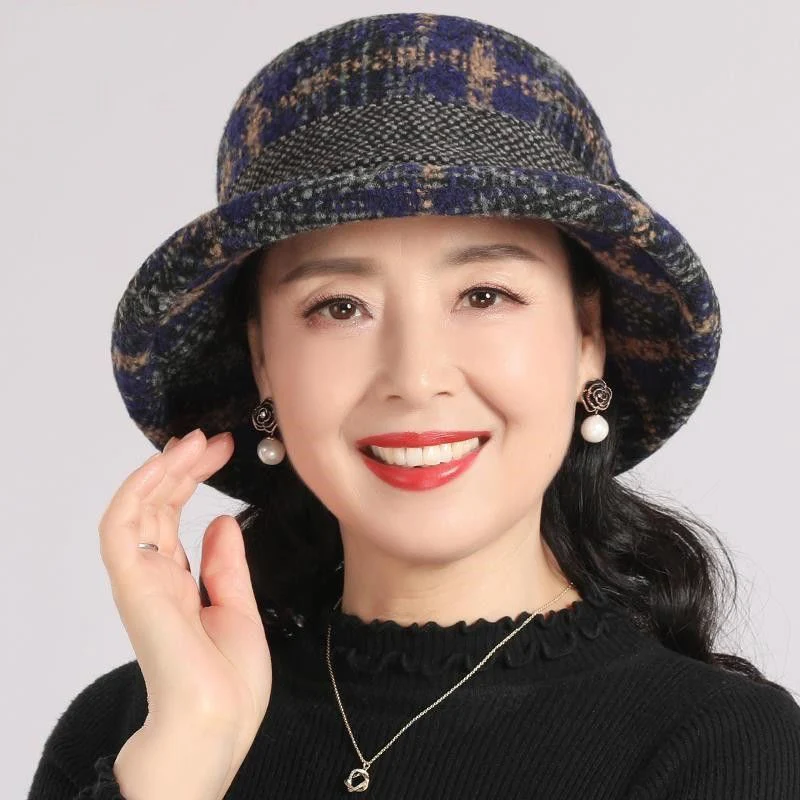 đąđą60 % de rĂ©duction !! â°Chapeau cloche vintage Ă carreaux en fausse laine pour femme - Image 6