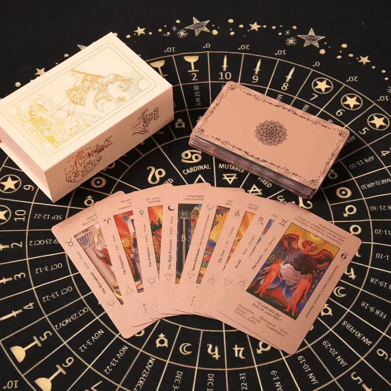 📢📢60 % DE RÉDUCTION !! ⏰ Cartes de Tarot « Witchy Cauldron » en Rose Gold avec Livre Guide