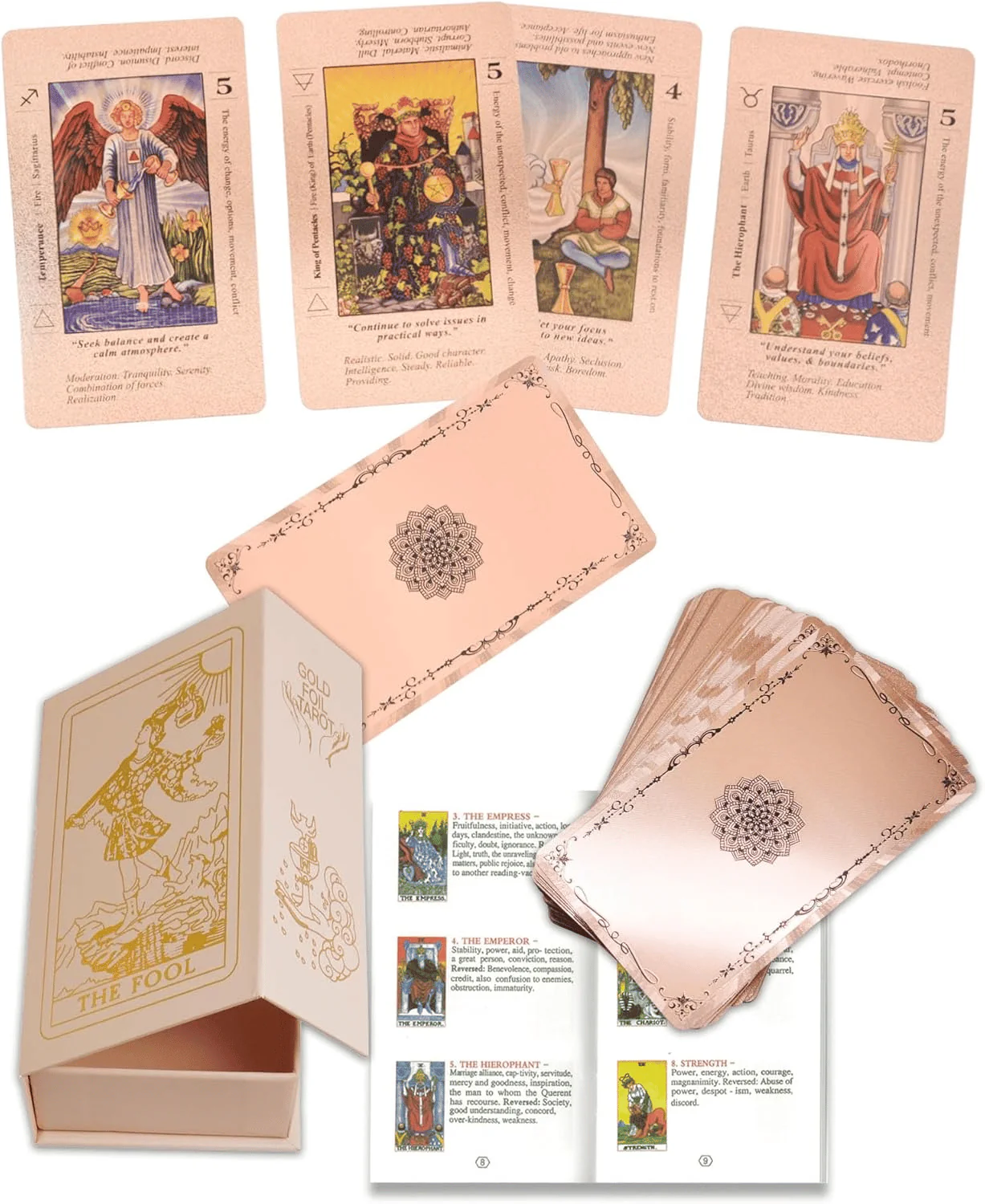 📢📢60 % DE RÉDUCTION !! ⏰ Cartes de Tarot « Witchy Cauldron » en Rose Gold avec Livre Guide - Image 10