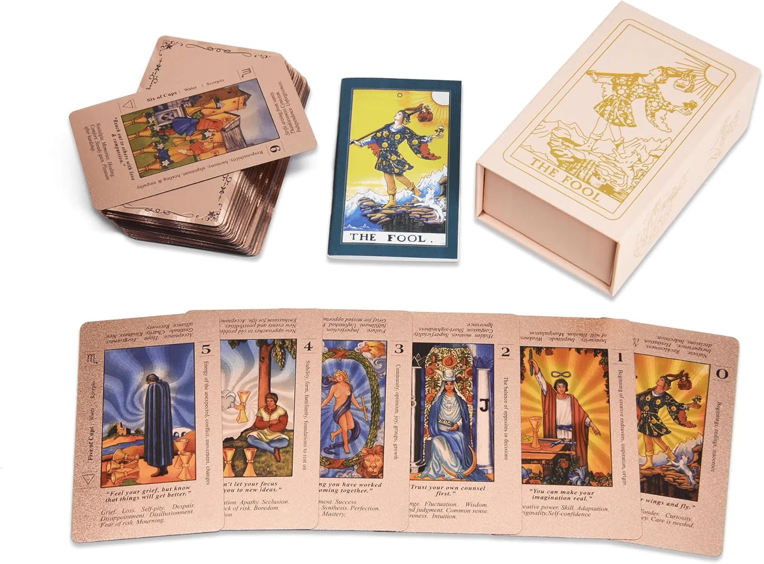 📢📢60 % DE RÉDUCTION !! ⏰ Cartes de Tarot « Witchy Cauldron » en Rose Gold avec Livre Guide - Image 3
