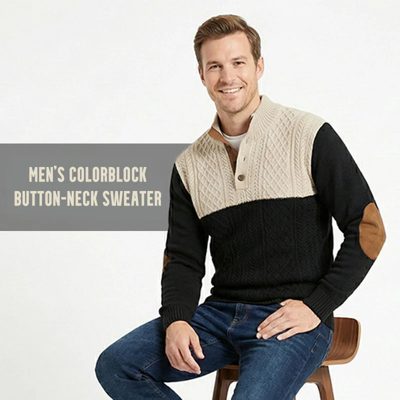 📢📢50 % de réduction !! ⏰Pull à col boutonné color block pour homme