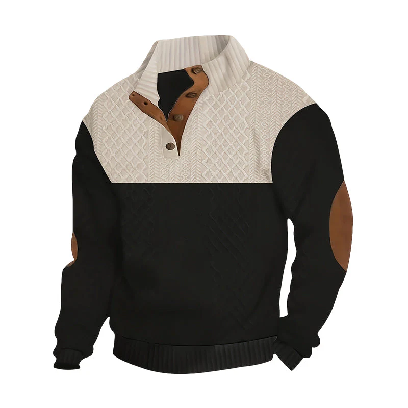 📢📢50 % de réduction !! ⏰Pull à col boutonné color block pour homme - Image 11