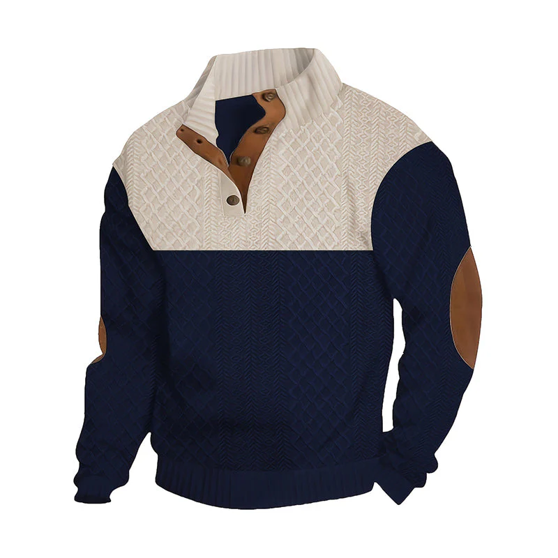📢📢50 % de réduction !! ⏰Pull à col boutonné color block pour homme - Image 12