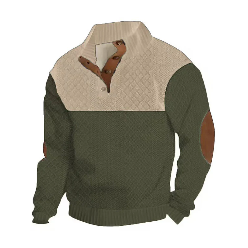 📢📢50 % de réduction !! ⏰Pull à col boutonné color block pour homme - Image 14