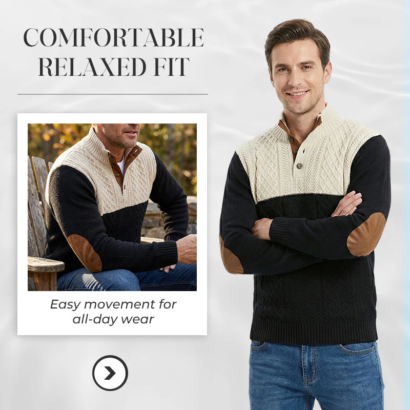 📢📢50 % de réduction !! ⏰Pull à col boutonné color block pour homme - Image 2
