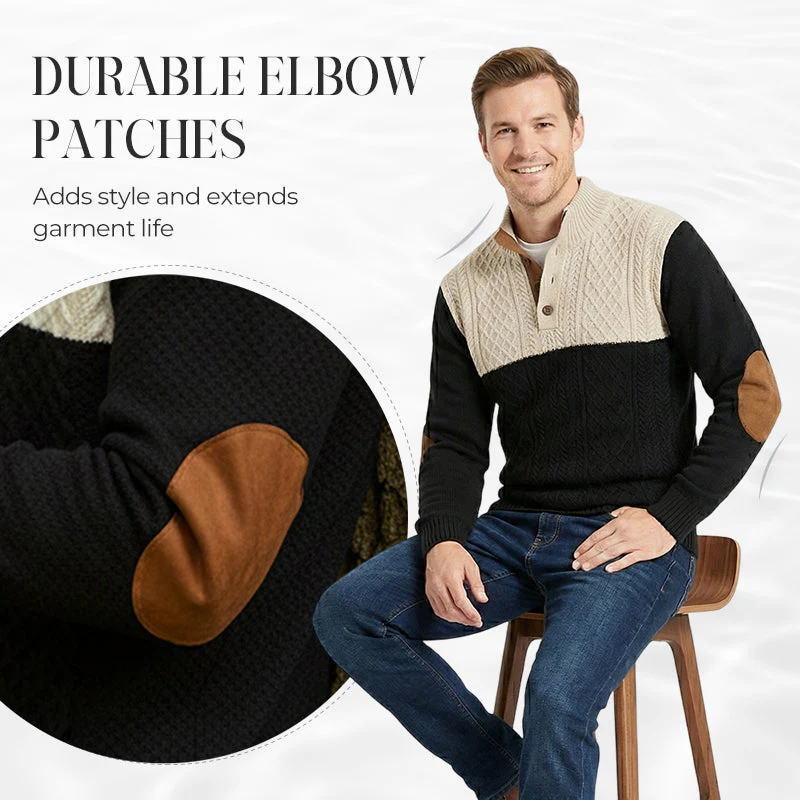 📢📢50 % de réduction !! ⏰Pull à col boutonné color block pour homme - Image 7