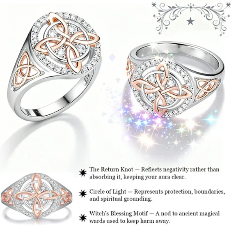 đąđą60 % DE RĂDUCTION !! â°Bague ĂlĂ©gante Bicolore Ă NĆud Celtique OrnĂ©e de Zircons - Image 3