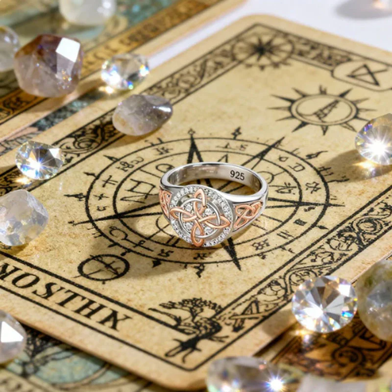 đąđą60 % DE RĂDUCTION !! â°Bague ĂlĂ©gante Bicolore Ă NĆud Celtique OrnĂ©e de Zircons - Image 7