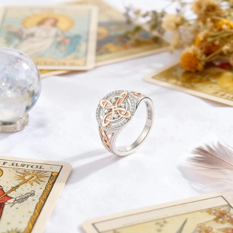 đąđą60 % DE RĂDUCTION !! â°Bague ĂlĂ©gante Bicolore Ă NĆud Celtique OrnĂ©e de Zircons - Image 9