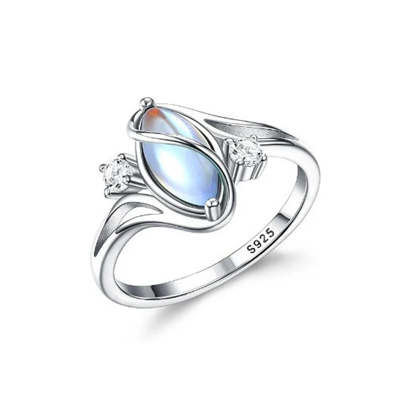 📢📢50 % de réduction !! ⏰ Bague géométrique ovale en pierre de lune avec accents de zirconia – Mystique, étincelante et élégance intemporelle ! 🌙✨ - Image 10